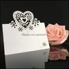 Tebrik Kartları 40 PCS Lazer Kesme Aşk Masa Adı Yer Kart Düğün Dekorasyon Partisi İnci Kağıt Malzemeleri 1294 V2 Damla Teslimat Dhare