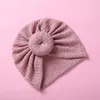 Hoeden meisjes wafel knoop knoop baby ronde bal tulband headwraps winter warme beanie caps voor kinderhoofdbanden