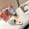 Slippers Leather Flats Designer Women Summer Princetown Lace Velvet Mules Loafers With Buckle Bees Snake Pattern With Box