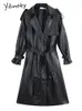 Trench coat nero Yitimoky in pelle sintetica da donna per donna Giacca oversize in PU manica lunga impermeabile primavera oversize 221111