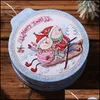 D￩corations de No￫l Christmas Tinplate Candy Box No￫l Bookie Cookie Cookie Gift Rangement Container Contain avec suspension de corde suspendue DHQ4N