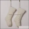 Christmas Decorations Christmas Knitted Stockings 18 Inches Classic White Red Green For Xmas Family Holiday Party Drop Delivery Home Dhxc5