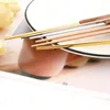 Dinnerware Sets Drmfiy Browen Gold 2Pcs Set Wooden Handle Flatware Stainless Steel Cutlery Dinner Spoon Chopsticks Tableware