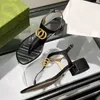 Lux Sandal Classic Designer Sexiga klackar 50mm Lady Metal Belt Buckle Thick Heel Woman Shoes