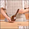 Cucharas de madera Ramen Sopa Cucharas Cocina japonesa Spata Teakwood Freír Arroz Condimento Antiadherente Pan Drop Entrega Hogar Jardín Comedor DHWBS