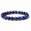 Braccialetti con ciondoli Fascino curativo da uomo 8 mm Royal Blue Tiger Eye Stone Beads Bracciale Fashion Bangle Gioielli da donna Braccialetti con consegna di goccia Dhqrl