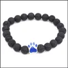 Beaded 10 Colors Dog Paw 8Mm Black Lava Stone Beads Strand Bracelet Essential Oil Diffuser Bracelets Volcanic Rock Footprint Beaded Dhzwd