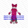 Pink Long Fur Furry Wolf Mascot Costume Fox Husky Dog Fursuit Adult Cartoon Character Outfit Real Play Open A Business zx134