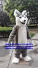 Costume de mascotte de loup gris en fourrure longue, Costume de chien Husky, tenue de dessin animé pour adulte, planification et Promotion de marche ambulatoire zx736