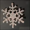 Stift brosches crystal snöblomma brosch pin charm kvinnor pärla pendel rhinestone stor snöflinga vinter tema julbroscher hela dhvjx