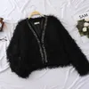 Kvinnorjackor Spring Autumn Fashion Sweet Tassel Cardigans Kvinnor Elegant V-ringning Slim Short Coats Kvinnlig långärmad öppen sömmar MW561