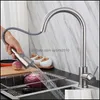 Kitchen Faucets Plout Faucets Stainless Steel Kitchen Single Hole Sink Mtifunction Faucet Stream Sprayer 360 Degree Rotation Pl Out Dh0Bg