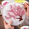 その他の芸術と工芸他の芸術と工芸品フラワーツリーDIY刺繍キット植物パターン印刷クロスステッチフープニードルワーク縫製dheuy