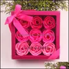 Couronnes De Fleurs Décoratives Savon Rose Boîte 9 Pcs Pétale Artificielle Cadeau Saint Valentin Mariage Fiançailles Anniversaire Drop Delivery Accueil G Dhueg