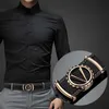 Men's Automatic Belt Buckle Letter V H Smooth Buckle Business Casual Waistband Youth Leather Jeans Belts Wholesale