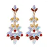 Boucles d'oreilles BK Fine Jewelry Charme coloré Cristal Strass Géométrique Fleur Style Dangle Femmes Exquis