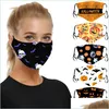 Designer Masks Halloween Pumpkin Printed Face Masks 3D Skl Pm2 5 Protective Washable Reusable Cloth With Adjustable Drop Delivery Ho Dhz2B