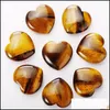 Charms 30Mm No Hole Heart Loose Beads Natural Stones Charms Healing Reiki Rose Quartz Crystal Cab For Diy Making Crafts Decorate Jew Dhr6W