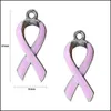 Charms 50 PCS/ Lot European Breast Cancer Awareness Pink Ribbon Charm voor armbanden ketting sieraden vrouwen drop levering bevindingen com dhsbh