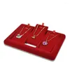 Sacchetti per gioielli Oro rosso Velluto Display Collana Contatore Finestra Ciondolo Cornice a 3 slot