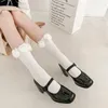 Calcetines de mujer con encaje corto y flores rosas, calcetín blanco puro para mujer, moda estándar femenina, calcetines informales lisos y felices para chicas Harajuku