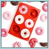 Bakning formar Sile Donut Pan 6 Cavity Donuts Baking Mods Non Stick Cake Biscuit Bagels Mod Tray Pastry Kitchen Supplies Essential DHCV4