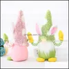 Autres fournitures de fête de fête Lapin de Pâques Gnome poupée naine sans visage avec la main en peluche lapin fête de vacances décoration de table Drop Del Dhj0H