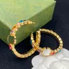 Shiny Colored Charm Earrings Double Letter Designer Studs Coloful Earrings Large Circle Ear Hoops With Box