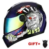 Capacetes de ciclismo Novo capacete de motocicleta de rosto completo com lensracina dupla casco moto moto lente solar lente para adultos para o homem T2211116
