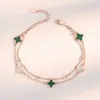 Chaîne S925 Sterling Silver trèfle cinq fleurs bracelet version femme simple double couche rose doré fille main bijoux