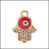 Charms smalto di cristallo Fatima Hamsa Charm Eyes Pendenti per braccialetto Collana Gioielli Lega di metalli Accessori per la produzione all'ingrosso Drop D Dhvmr