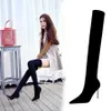 Sexy bottes pour femmes mode pour femmes avec des talons fins cuisse talon haut sentir pointu pédicure sur le genou chaussettes élastiques femme chaussures