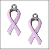 Charms 50 PCS/ Lot European Breast Cancer Awareness Pink Ribbon Charm voor armbanden ketting sieraden vrouwen drop levering bevindingen com dhsbh