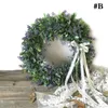 Decorative Flowers Green Leaves Wreath 15.75'' Front Door Artificial Shell Grass Boxwood Hanging For Wedding Wall Window Party Decor