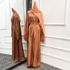 Ethnic Clothing 2pc Kaftan Open Abayas For Women Kimono Musulmane Cardigan Dubai Abaya Turkey Islam Arabic Muslim Hijab Dress Robe Longue