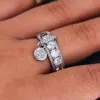 Hollow Cubic Zircon Crystal Stones Band Ring Mini Disc Pendant Thumb Ring Bride Prom Finger Jewellery Gift Gold Creative size 5-11