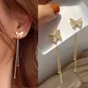 Stud Earrings Butterfly Pearl Rhinestone Long Fashion Tassel Factory Direct s6474493