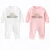 Pagliaccetto per neonato da bambina 0-24 mesi Lettera di moda Abbigliamento per bambini Tute di marca a maniche lunghe rosa bianco