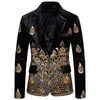 Men's Suits Blazers Luxury Blazer Costume Stage Jacket Male Velvet Gold Thread Embroidered Dress for Men 221111