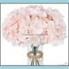 Decorative Flowers Wreaths Artificial Hydrangeas With 23Cm Stems 54 Petals Realistic Silk Hydrangea Fake Flowers For Wedding Home Dhkpp