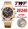 50. Jubiläum A7750 Automatik-Chronograph Herrenuhr 2624 ETA 41 mm Roségold Schwarz strukturiertes Stabzifferblatt Edelstahlarmband Eiche Super Edition Puretime E5