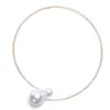 Choker Stonefans Elegant Pearl Rhinestone Open Halsband f￶r damer Br￶llop Bankettsmycken Fashion Crystal Cuff Collar
