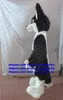 Nero Bianco Pelliccia lunga Lupo peloso Costume della mascotte Fox Husky Dog Fursuit Border Collie Personaggio adulto Immagine del marchio Metti su Nice zx715