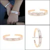 Bangle Bangle Beautif Lovers Bracelets Woman Rose Gold Color Bangles With White Enamel Eye Hand Pattern For Jewelry Gifts Drop Delive Dhktb