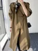 Trench da donna Giacca a vento color cachi Donna # 39; s 2022 Inizio autunno Versione coreana Lunghezza media Sciolto e sottile Fascia alta