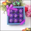 Couronnes De Fleurs Décoratives Savon Rose Boîte 9 Pcs Pétale Artificielle Cadeau Saint Valentin Mariage Fiançailles Anniversaire Drop Delivery Accueil G Dhueg