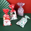 Bolsas de tratamento de natal Wrap Wrap Velino Celophane Goody Bags com laços de torção para bolo de biscoito de casamento Pops Supplies 50pcs/lote