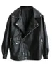 Women's Leather 2022 Autumn Women Faux Jacket Motorcycle Black Loose Outwear Jackets For