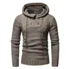 Sweat à capuche pour hommes, automne et hiver, mode couleur bloc, personnalité torsadée, Double boutonnage, pull en tricot Slim pour hommes