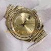 Stile maschile maschile con orologio automatico da 40 mm giallo da uomo in oro giallo quadrante champagne champagne romano orologi meccanici scanalati